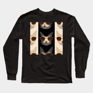 Cute Cat With Glasses Long Sleeve T-Shirt